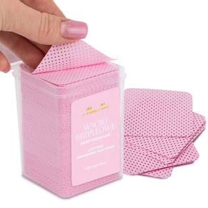 ПЕРФОРИРАНИ БЕЗВЛАКНЕСТИ ТНТ ТАМПОНИ ЗА МАНИКЮР - 5см х 5см - 200 бр - MOLLY NAILS РОЗОВИ
